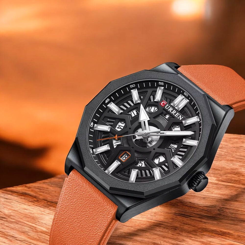 CURREN 8437 Men’s Sports Skeleton Watch