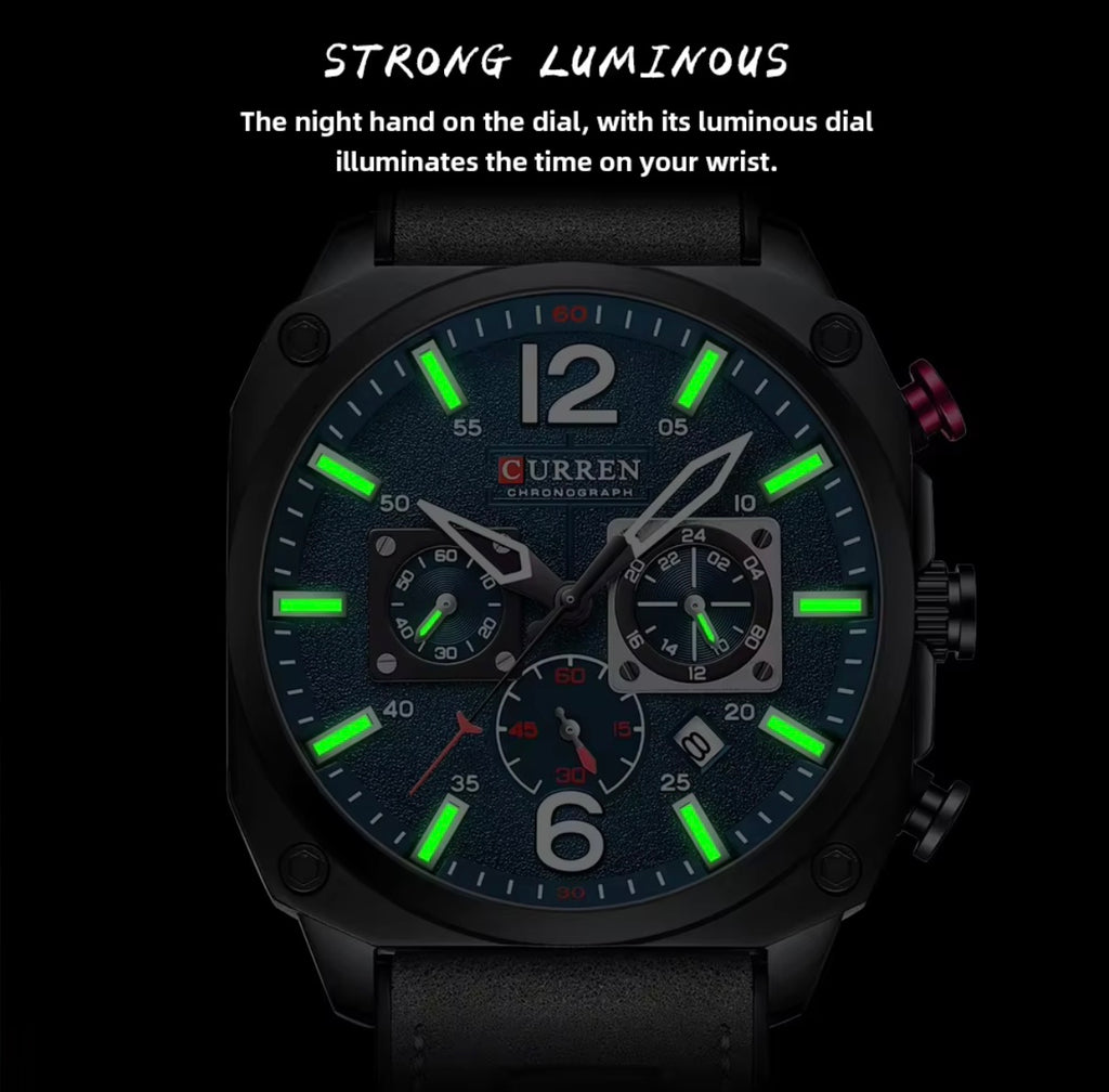 CURREN 8398 Chronograph Leather Watch